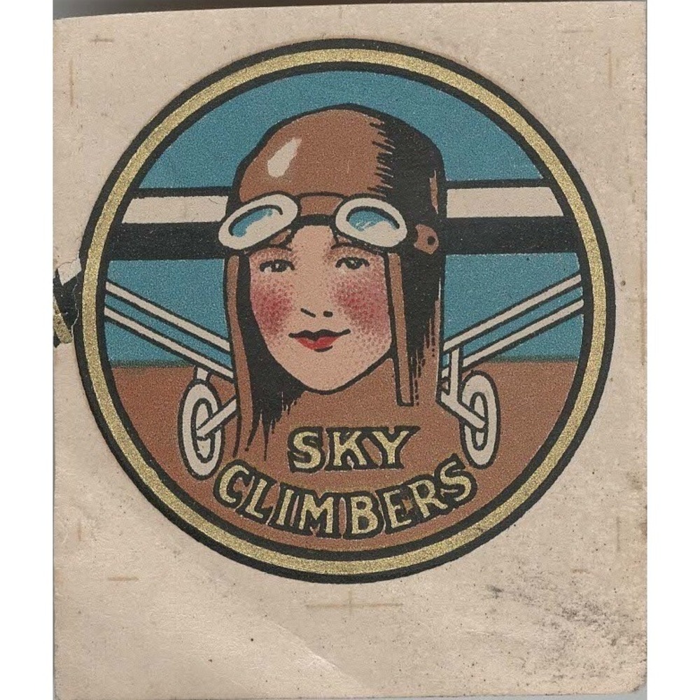 Vintage Sky Climbers Water Slide Decal Meyercord Co Chicago Female Pilot VG